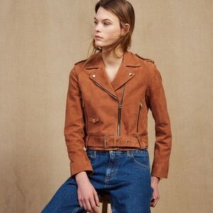 Amazing Terra Cotta / Rust Color Suede Perfecto Size 1 by SANDRO perfect